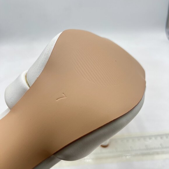 FOWT White Square Open Toe Cushioned Strap Block High Heel Slippers Slip on Mule - Picture 6 of 8